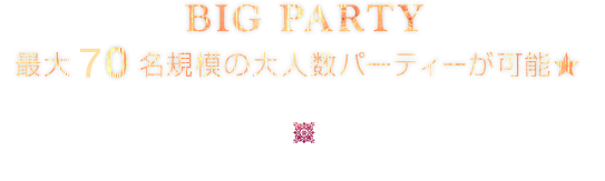 最大70名規模の大人数パーティーが可能★